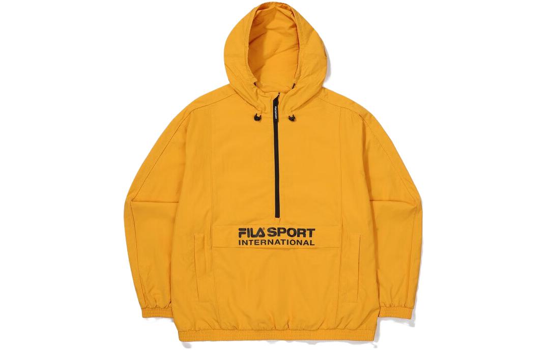 FILA Yellow Half-Zip Hoodie Jacket with Logo Print FS2JKF1132X-GDY