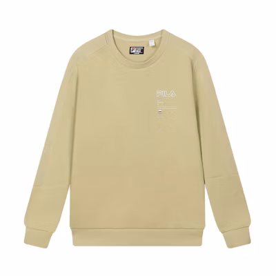 FILA Yellow Solid Color Casual Crewneck Pullover Sweatshirt F51M347208A-YE