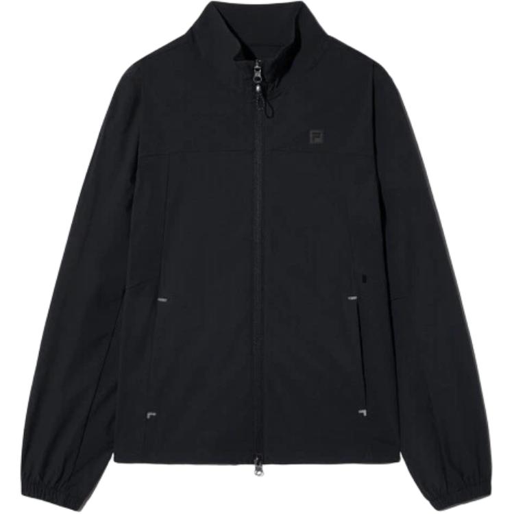 FILA Zip-Up High Collar Plain Long Sleeve Jacket Unisex - Black FS2JKH2203UBLK