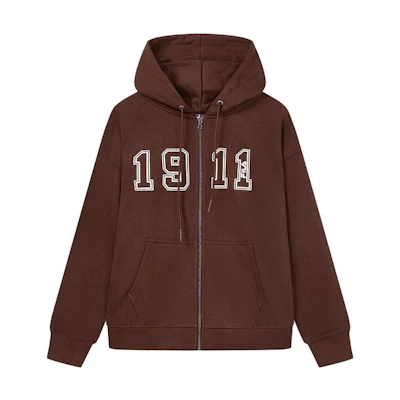 FILA Zipper Hoodie Jacket Unisex - Maroon Brown F11U339501F-DK