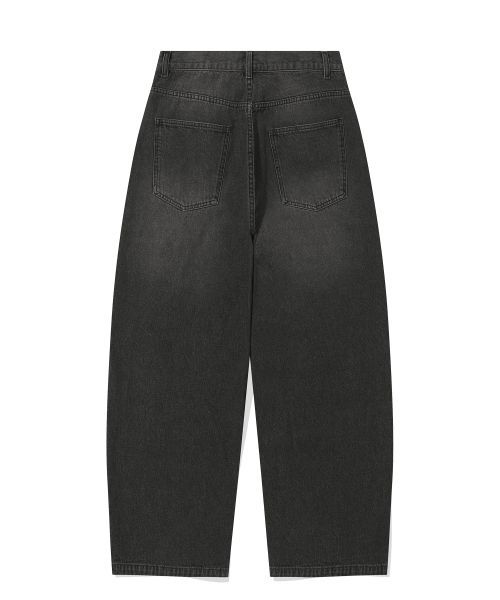 Shop FILLUMINATE 做旧洗水牛仔裤 - 黑色 Damage Washed Denim Pants-bk