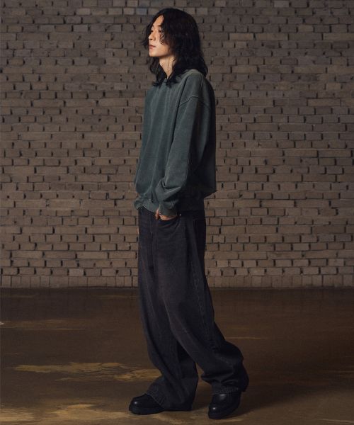 Details for FILLUMINATE 做旧洗水牛仔裤 - 黑色 Damage Washed Denim Pants-bk