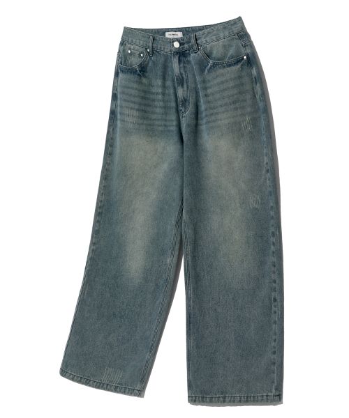 Order FILLUMINATE 做旧水洗牛仔裤 - 中蓝色 Damage Washed Denim Pants-mb