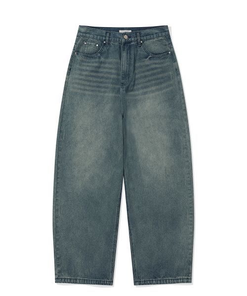 Lookbook FILLUMINATE 做旧水洗牛仔裤 - 中蓝色 Damage Washed Denim Pants-mb