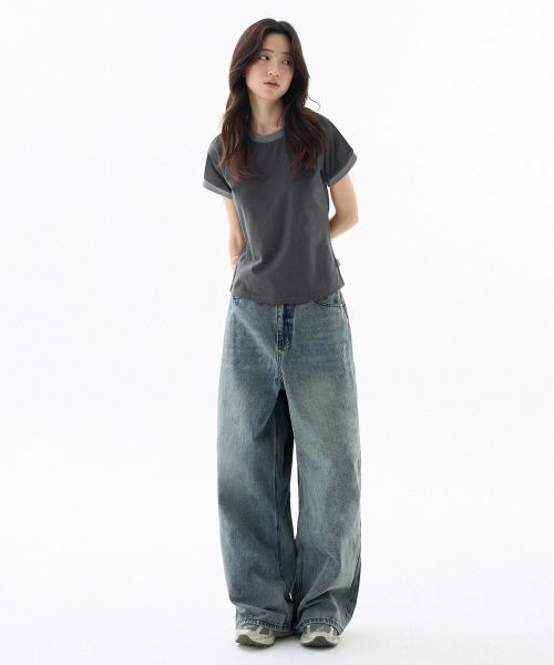 Details for FILLUMINATE 做旧水洗牛仔裤 - 中蓝色 Damage Washed Denim Pants-mb