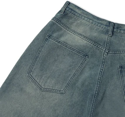FILLUMINATE 做旧水洗牛仔裤 - 中蓝色 Damage Washed Denim Pants-mb 1