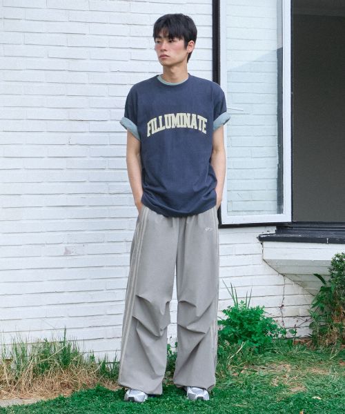 Shop FILLUMINATE Nylon Two Tuck Track Pants - Gray FBFCUPT001GR