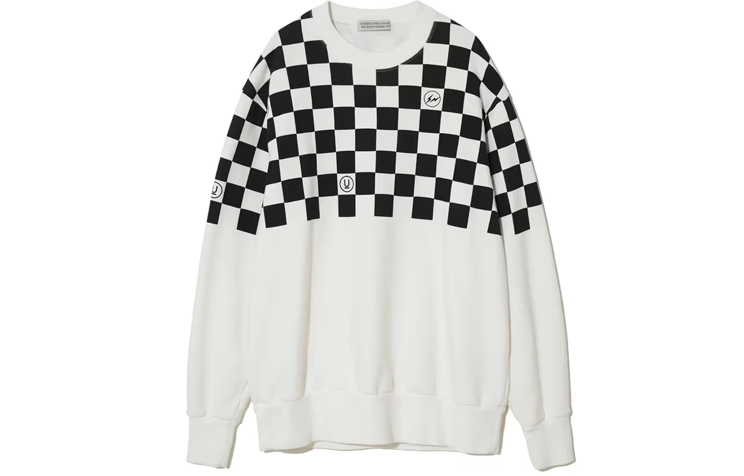 Fragment Design FW23 Checkerboard Lightning Logo Hoodie Unisex White UC2C9813-2