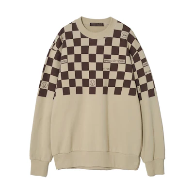 Fragment Design FW23 Checkered Lightning Logo Unisex Grey Sweatshirt UC2C9812-1