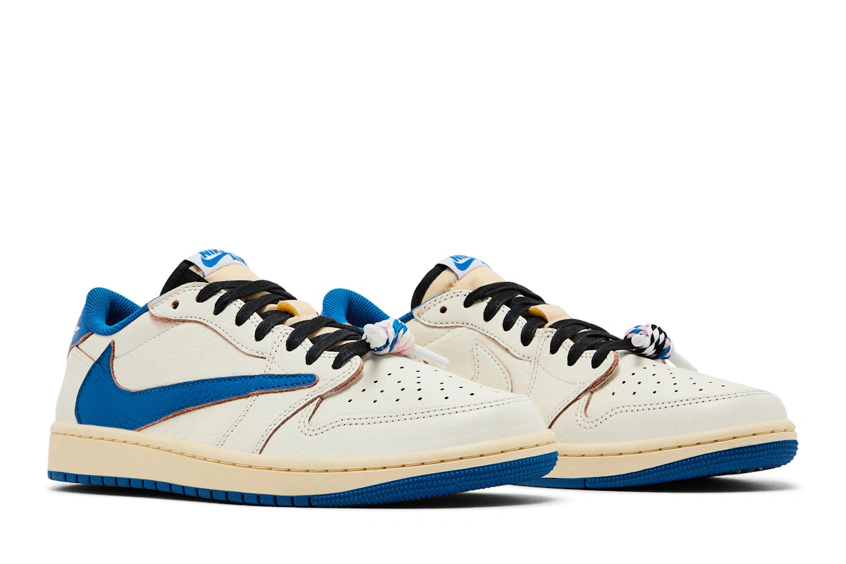 Fragment Design x Travis Scott x Air Jordan Air 1 Retro Low OG SP 'Sail Military Blue'