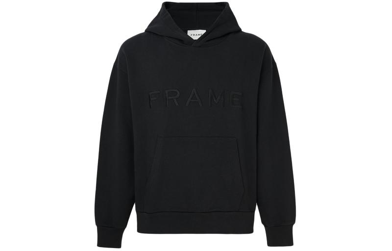 FRAME Letter Embroidered Hoodie Black Long Sleeve JVM1683355826307