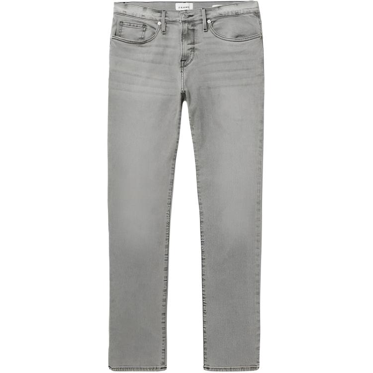 FRAME Slim Low-Rise Stretch Straight Jeans - Dark Gray JVM1683355808862