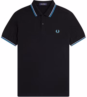 FRED PERRY 黑/藍色刺繡標誌短袖POLO衫 M3600-V18 Buy FRED PERRY 黑/藍色刺繡標誌短袖POLO衫 M3600-V18