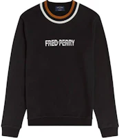 FRED PERRY Black Crewneck Letter Print Pullover Sweatshirt . M2827-102 FRED PERRY Black Crewneck Letter Print Pullover Sweatshirt . M2827-102