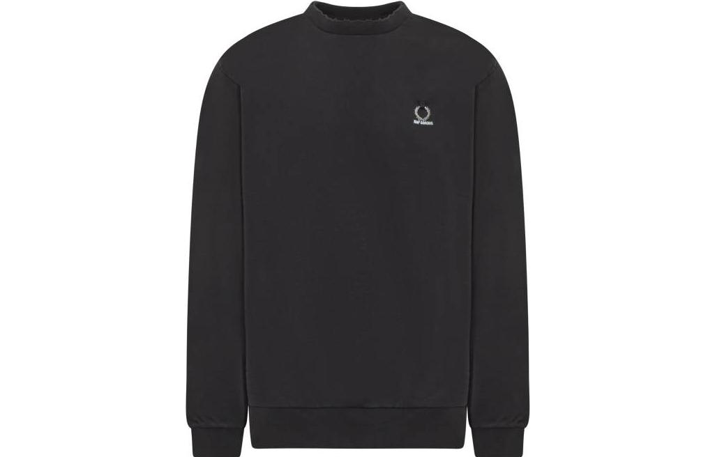 FRED PERRY Black Crewneck Sweatshirt with Logo Print Long Sleeves FPSM195240102