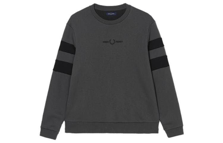 FRED PERRY Black Embroidered Laurel Wreath Striped Pullover Sweatshirt FPXSWSM4195MJ