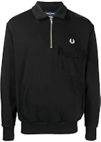 FRED PERRY Black Half-Zip Pullover Sweatshirt with Plain Design. M3835 FRED PERRY Black Half-Zip Pullover Sweatshirt with Plain Design. M3835