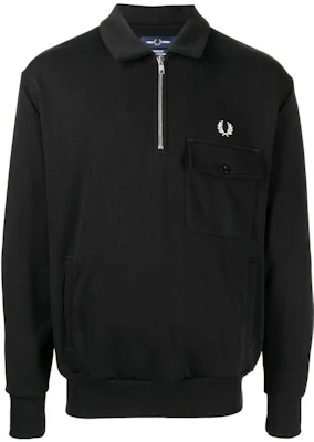 FRED PERRY Sweatshirt Hitam Half-Zip Desain Polos. M3835 Buy FRED PERRY Sweatshirt Hitam Half-Zip Desain Polos. M3835