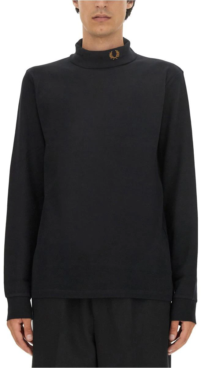 fred-perry-black-high-neck-fitted-long-sleeve-sweatshirt-plain-design-fpm-164347102