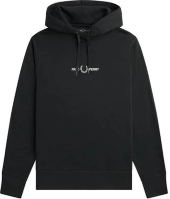 FRED PERRY 黑色连帽字母印花长袖套头衫 FPM472847184 Buy FRED PERRY 黑色连帽字母印花长袖套头衫 FPM472847184