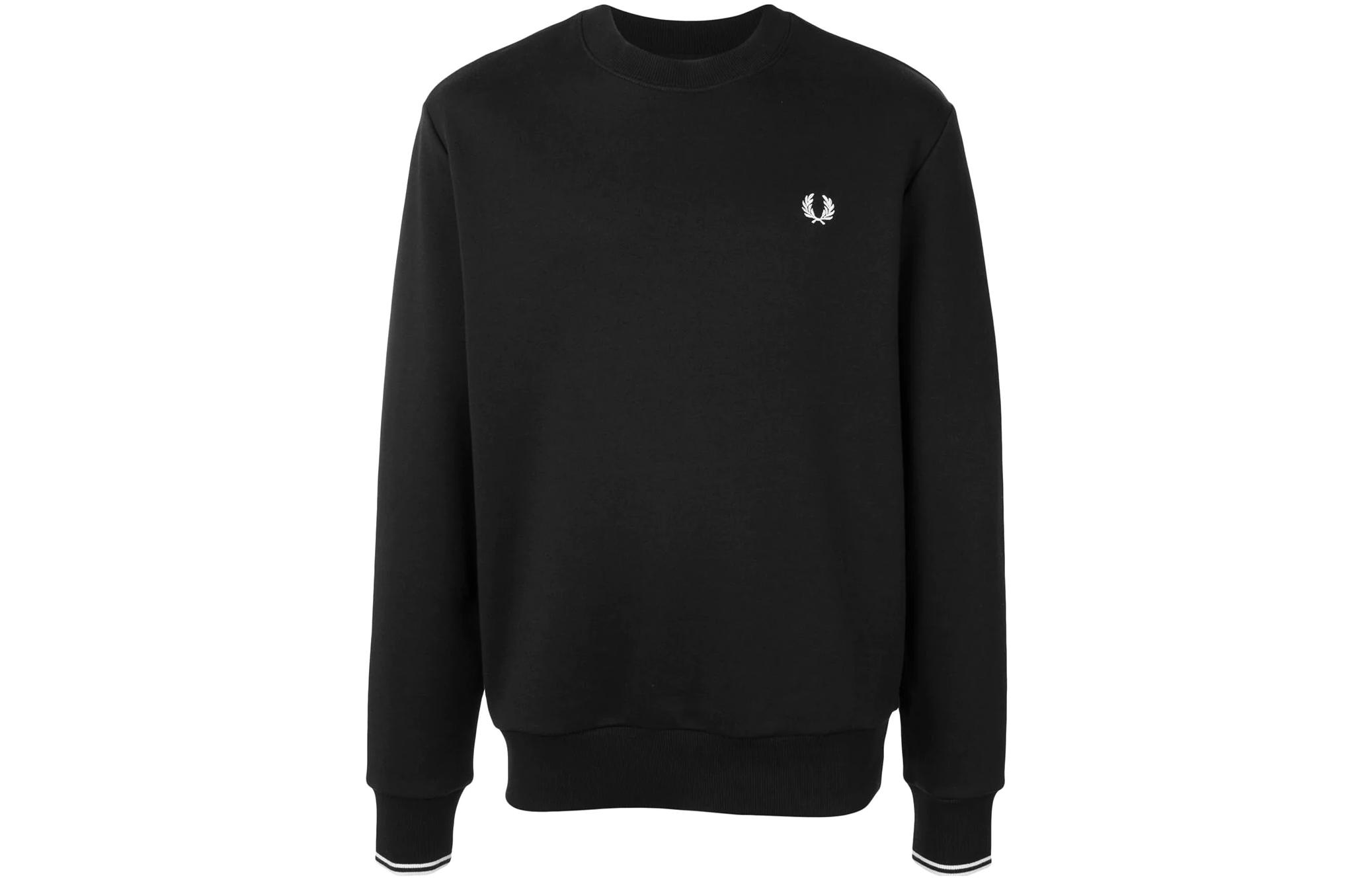 FRED PERRY Black Logo Embroidered Crewneck Sweatshirt Men M7535184