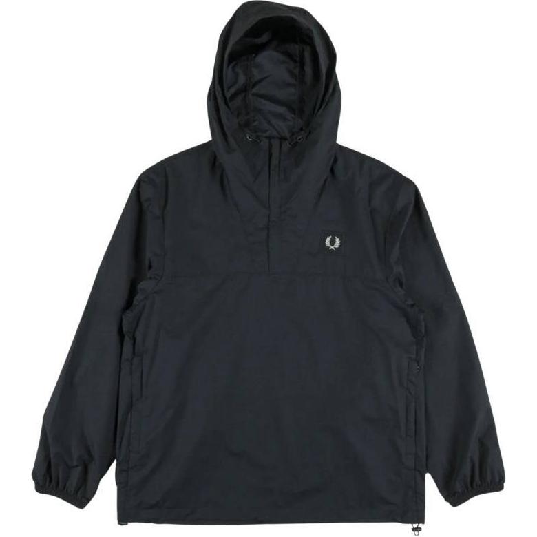 FRED PERRY Black Logo Hoodie Relaxed Pullover Flight Jacket. J6512-Q20