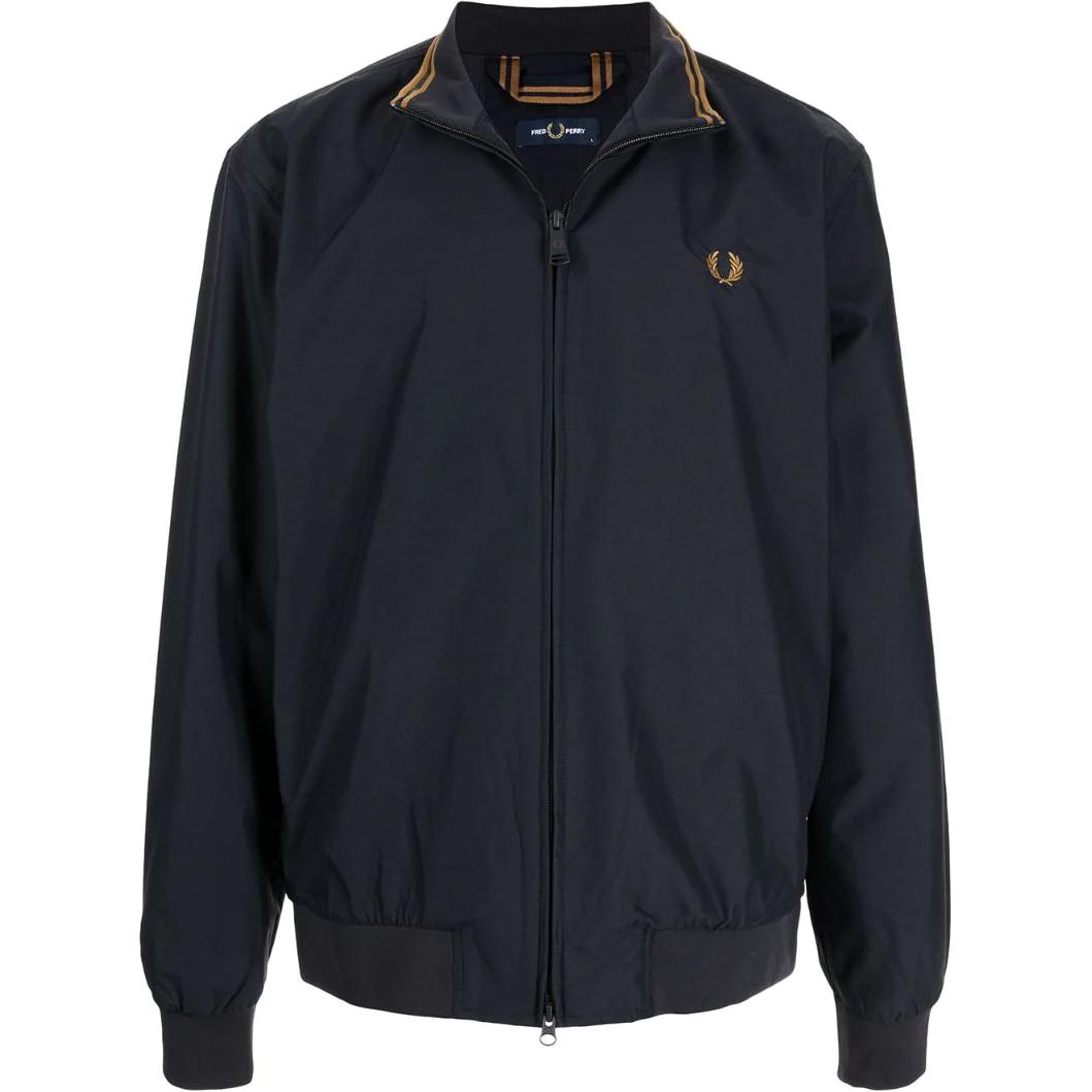 FRED PERRY Black Logo Track Jacket with Stand Collar and Dual Zipper. FP-J2660-49-608B