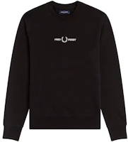 FRED PERRY Black Loose Fit Crewneck Sweatshirt M2644102 FRED PERRY Black Loose Fit Crewneck Sweatshirt M2644102