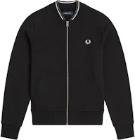 FRED PERRY Black Zip-Up Jacket with Embroidered Logo and Baseball Collar J7504-184 FRED PERRY Black Zip-Up Jacket with Embroidered Logo and Baseball Collar J7504-184