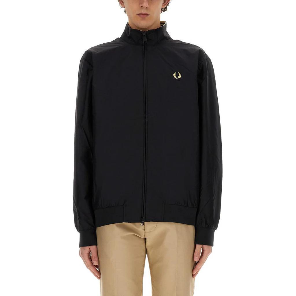 FRED PERRY Black Zip-Up Track Jacket with Logo. FP-J2660-49-102B