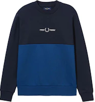 FRED PERRY Blue Crewneck Sweatshirt with Letter Pattern. FPXSWM4698XMK-BLX FRED PERRY Blue Crewneck Sweatshirt with Letter Pattern. FPXSWM4698XMK-BLX