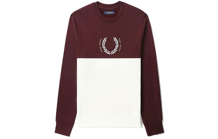 FRED PERRY Colorblock Laurel Print Sweatshirt Burgundy - Long Sleeve FPXSWM4672XMJ