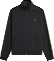 FRED PERRY Contrast Tape Track Jacket Black Zip-Up High Collar Jacket J5557-S77 FRED PERRY Contrast Tape Track Jacket Black Zip-Up High Collar Jacket J5557-S77
