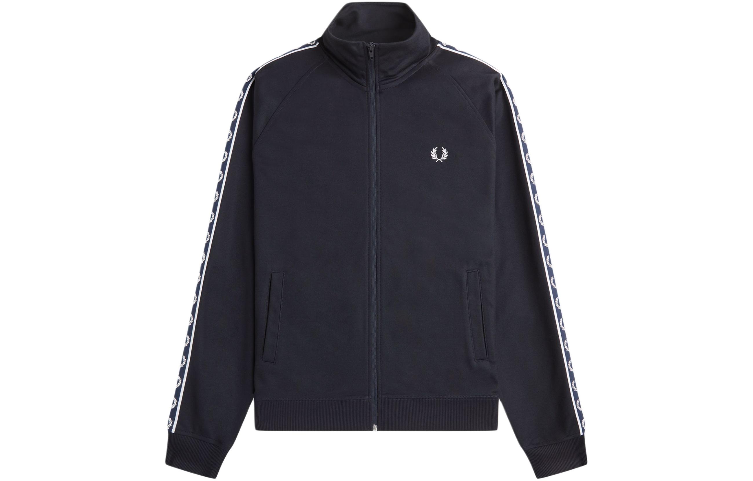 FRED PERRY Contrast Tape Track Jacket Navy Blue Long Sleeve J5557-S69