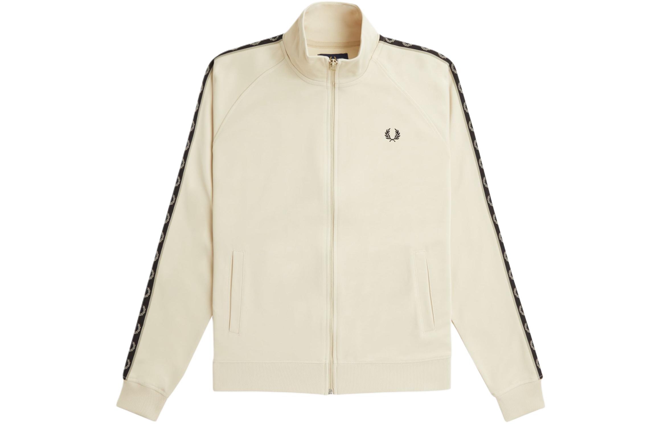FRED PERRY Contrast Tape Track Jacket White Casual Zip-Up Jacket J5557-V57