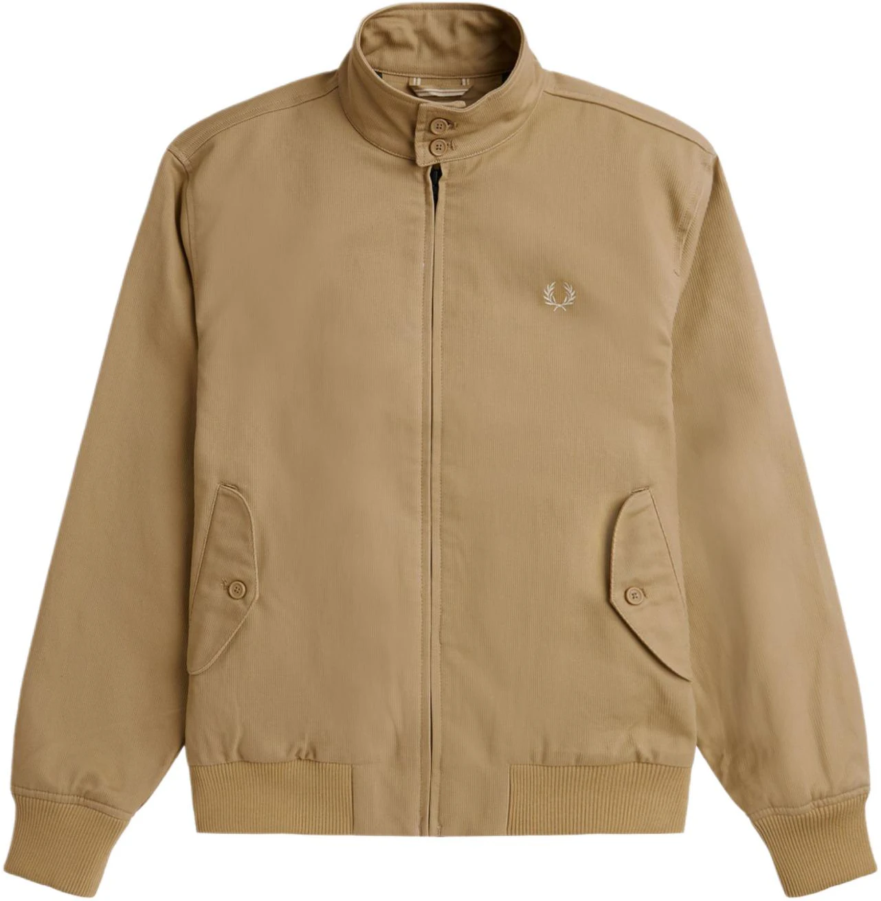 fred-perry-corduroy-harrington-jacket-khaki-embroidered-logo-zip-up-j7832-363