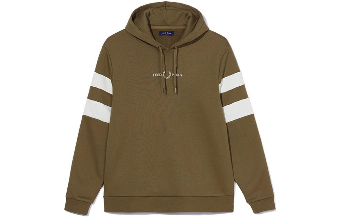 FRED PERRY Embroidered Laurel Stripe Sweatshirt Brown FPXSWSM4194MJ-153979