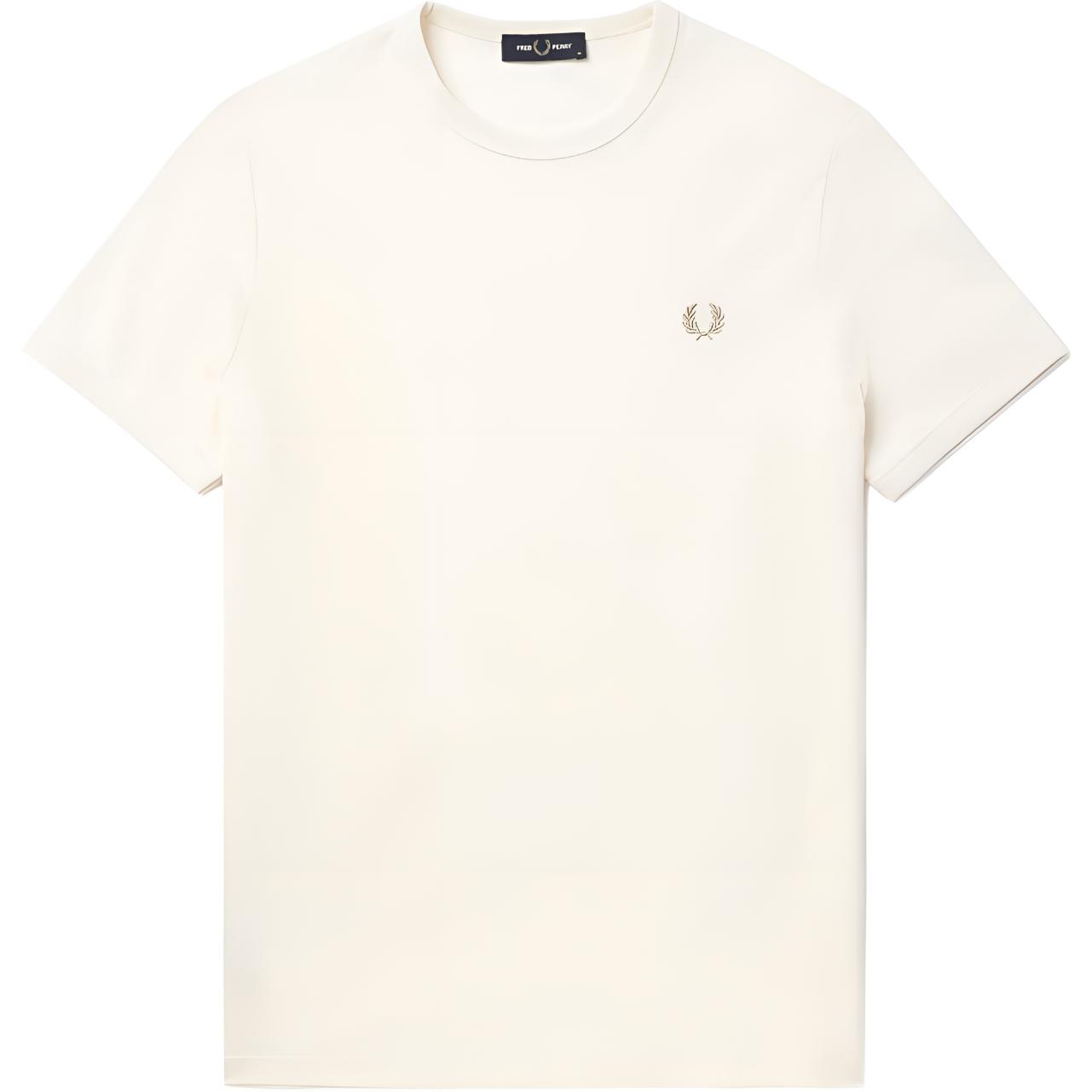 FRED PERRY Embroidered Logo Crew Neck T-Shirt Off-White M3519-IVA