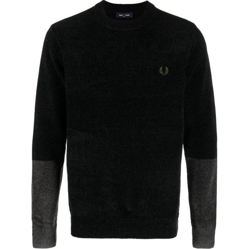 FRED PERRY Embroidered Logo Crewneck Sweatshirt Black K6518-102