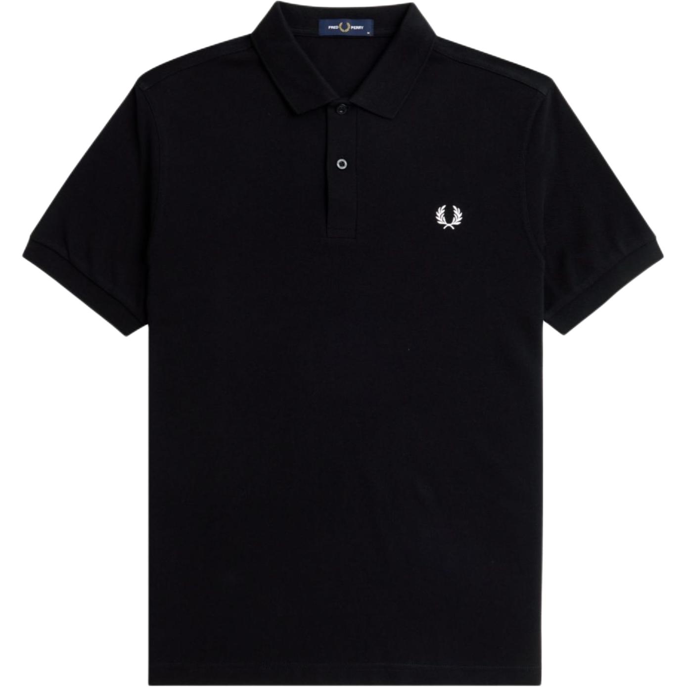 FRED PERRY Embroidered Logo Plain Black Polo Shirt for Men M6000-350