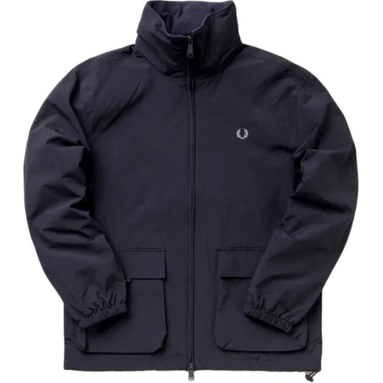 FRED PERRY Embroidered Logo Zip-Up Hoodie Jacket Navy Blue . J4559-608