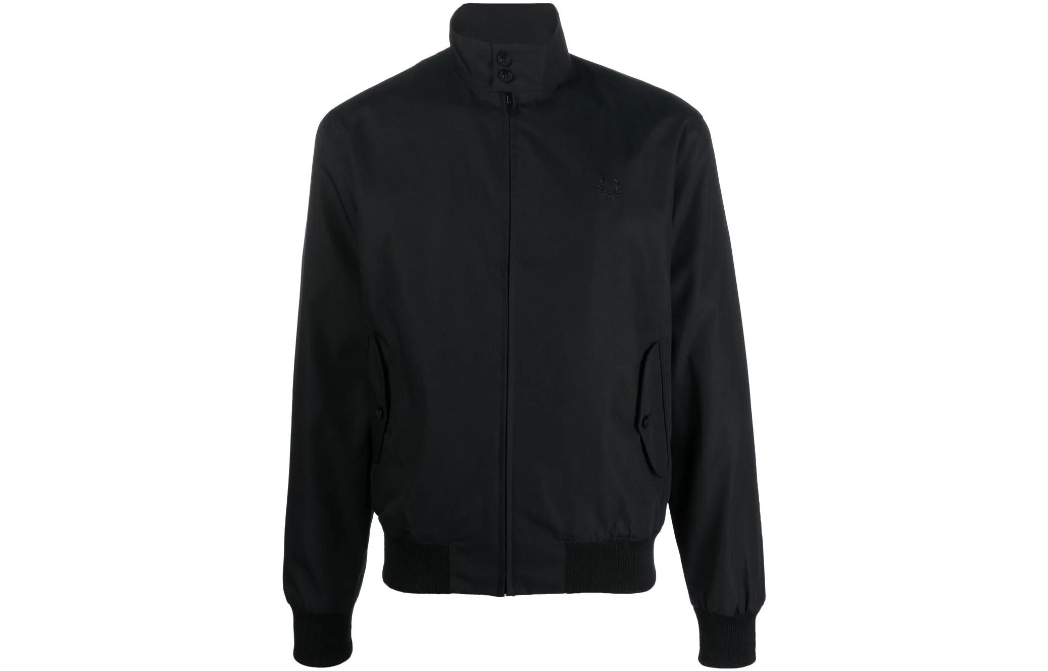 FRED PERRY FW22 Black Solid Color Long-Sleeve Bomber Jacket J732043C102