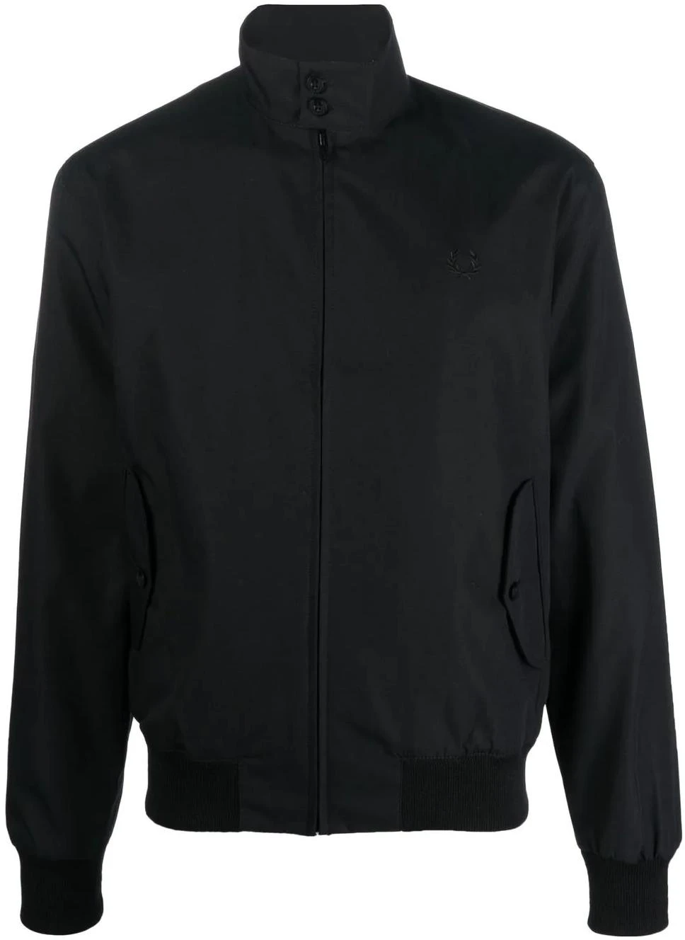 fred-perry-fw-22-black-solid-color-long-sleeve-bomber-jacket-j732043-c102