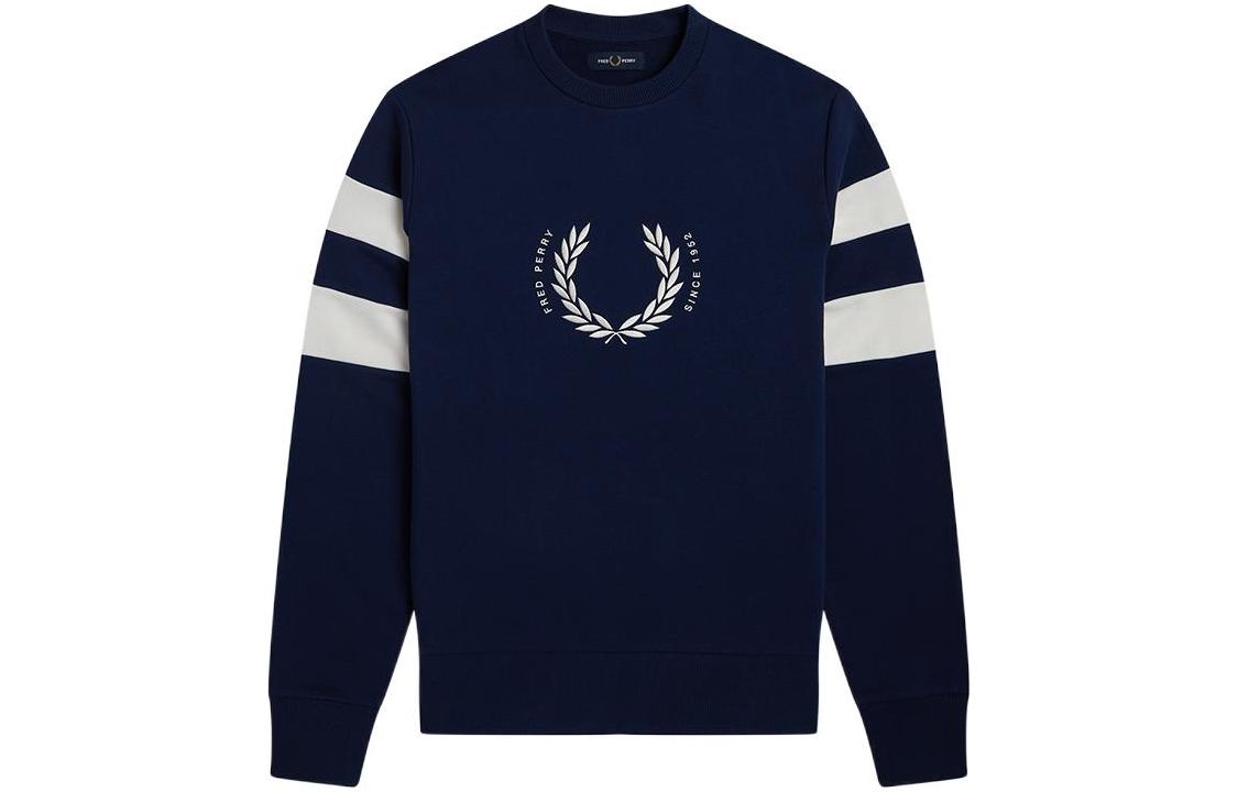 FRED PERRY FW22 Laurel Wreath Embroidered Crewneck Sweatshirt Men Blue FPXSWM4718XMJ