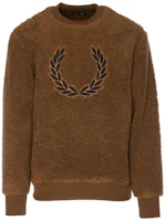 FRED PERRY FW22 Logo Print Crewneck Long Sleeve Sweatshirt Brown (). M4670P96 FRED PERRY FW22 Logo Print Crewneck Long Sleeve Sweatshirt Brown (). M4670P96
