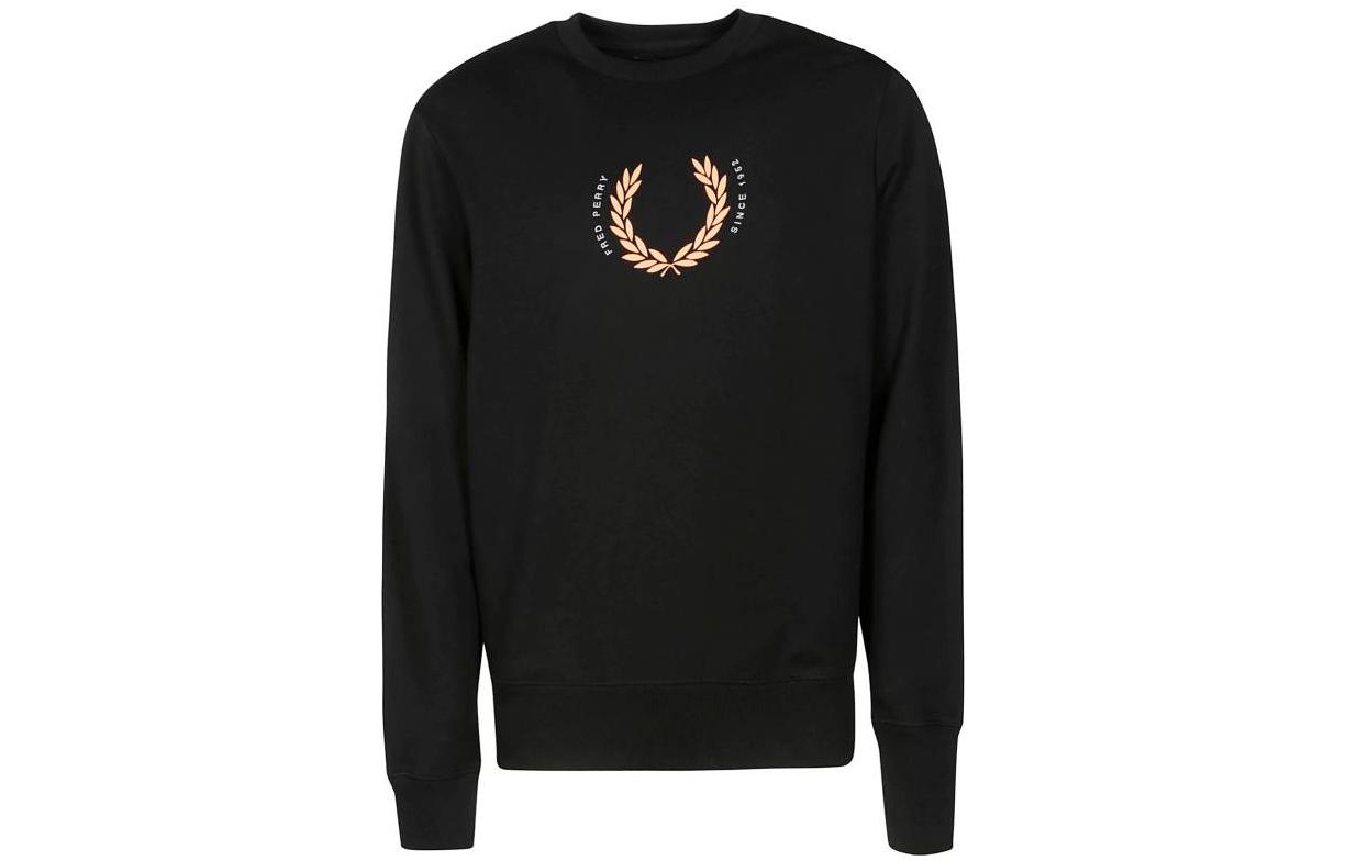 FRED PERRY FW22 Printed Logo Crewneck Long Sleeve Sweatshirt Black () M2646102