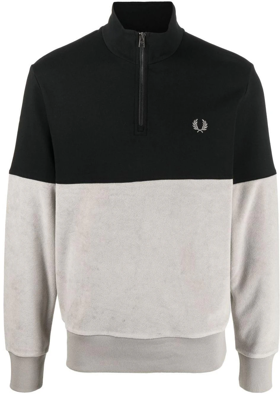 fred-perry-fw-22-two-tone-half-zip-stand-collar-sweatshirt-black-beige-mens-m4714-q54