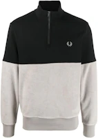 FRED PERRY FW22 Two-Tone Half-Zip Stand Collar Sweatshirt Black/Beige Mens M4714Q54 FRED PERRY FW22 Two-Tone Half-Zip Stand Collar Sweatshirt Black/Beige Mens M4714Q54