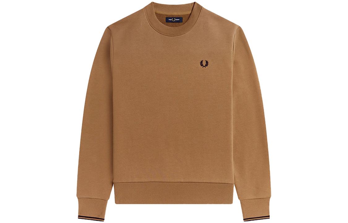 FRED PERRY FW22 Wheat Embroidery Oversized Crewneck Sweatshirt Brown Mens. FPXSWM7535XMJ-BWX