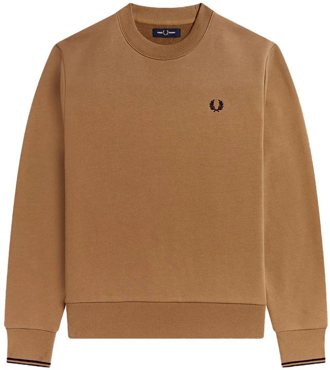 fred-perry-fw-22-wheat-embroidery-oversized-crewneck-sweatshirt-brown-mens-fpxswm-7535-xmj-bwx